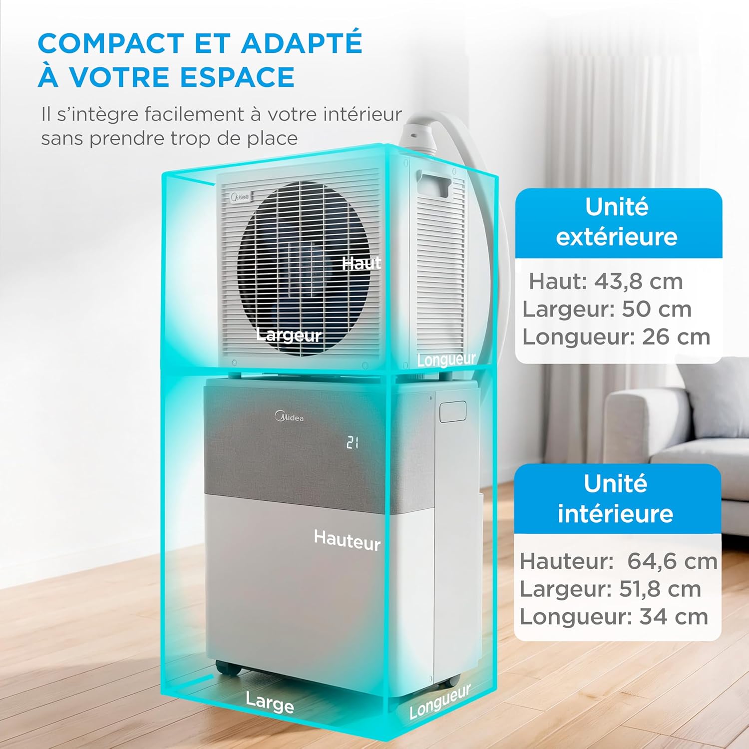 MIDEA Condizionatore PortaSplit Mobile Silenzioso 4-in-1| 12000 BTU