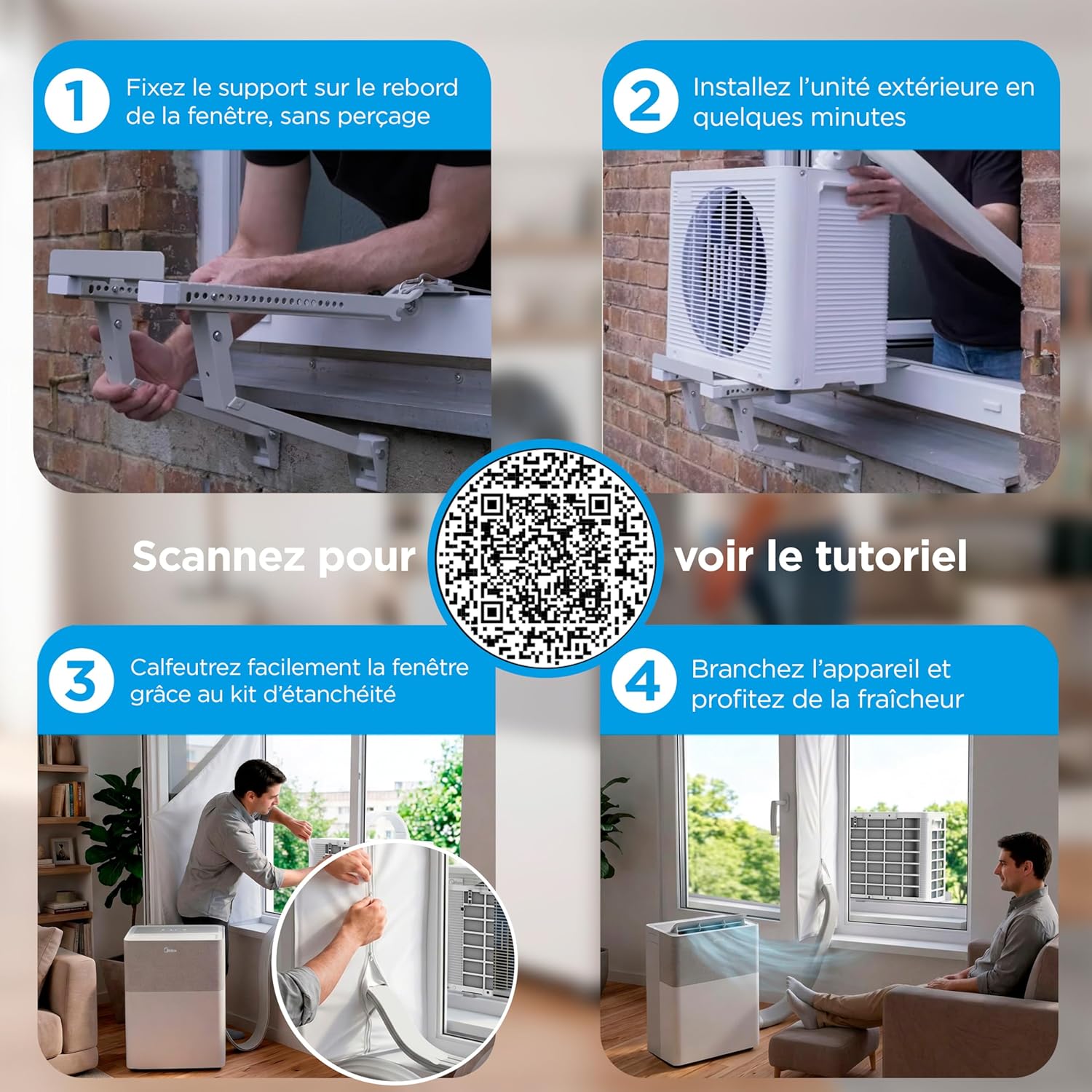MIDEA Condizionatore PortaSplit Mobile Silenzioso 4-in-1| 12000 BTU