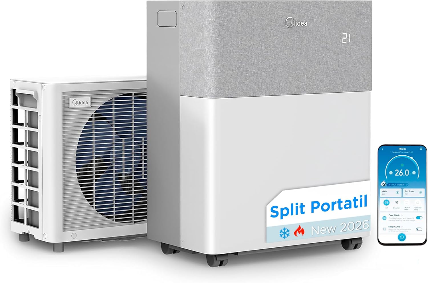 MIDEA Condizionatore PortaSplit Mobile Silenzioso 4-in-1| 12000 BTU